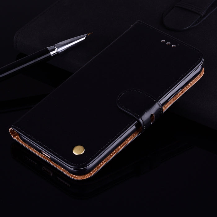 Para iPhone X / XS Funda de cuero con tapa horizontal con textura de cera de aceite de estilo empresarial con soporte, ranuras para tarjetas y billetera
