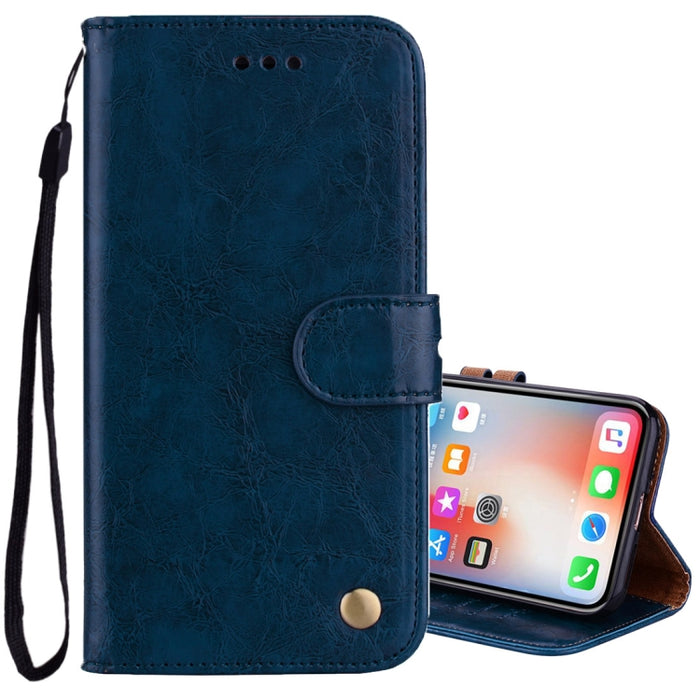 Para iPhone X / XS Funda de cuero con tapa horizontal con textura de cera de aceite de estilo empresarial con soporte, ranuras para tarjetas y billetera