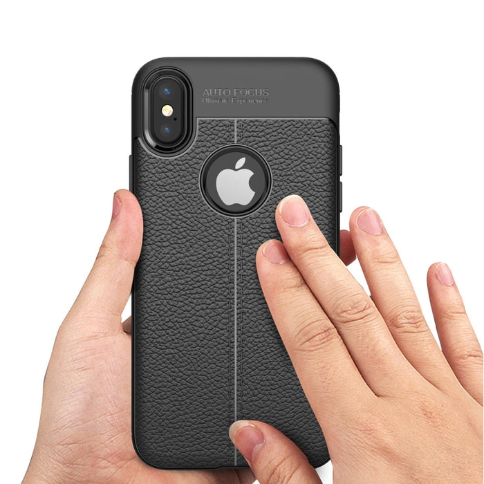 Para iPhone X / XS Litchi Texture TPU Funda protectora trasera