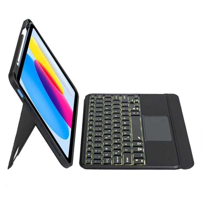 T10-AS para iPad 10.a generación 10.9 2022 Funda de cuero con teclado Bluetooth tipo dividido con retroiluminación táctil