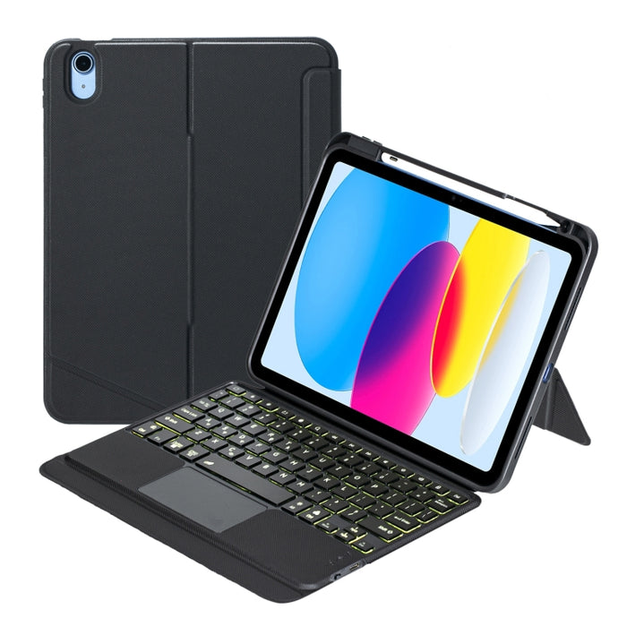T10-AS para iPad 10.a generación 10.9 2022 Funda de cuero con teclado Bluetooth tipo dividido con retroiluminación táctil