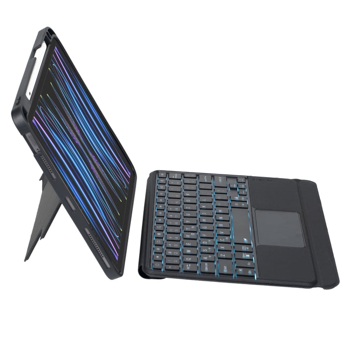 T11-AS para iPad Air 5/4 10,9/Pro 11 2022, 2021, 2020 y 2018, Funda de cuero con teclado Bluetooth de tipo dividido con retroiluminación táctil