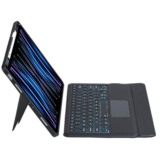 T129-AS para iPad Pro 12,9 2022/2021/2020/2018 Funda de cuero con teclado Bluetooth tipo dividido con retroiluminación táctil