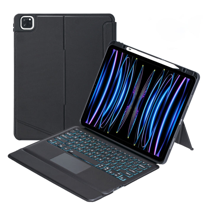 T129-AS para iPad Pro 12,9 2022/2021/2020/2018 Funda de cuero con teclado Bluetooth tipo dividido con retroiluminación táctil