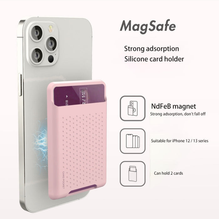 Para iPhone 13 Series / iPhone 12 Series Funda tipo billetera de silicona para tarjetas, tarjetero antidesmagnetización, pegatina magnética Magsafing