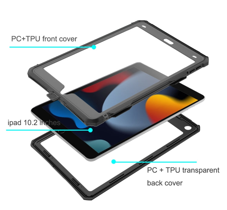 Para iPad 10.2 2021 RedPepper Funda protectora para tableta PC + PET + TPU impermeable a prueba de golpes
