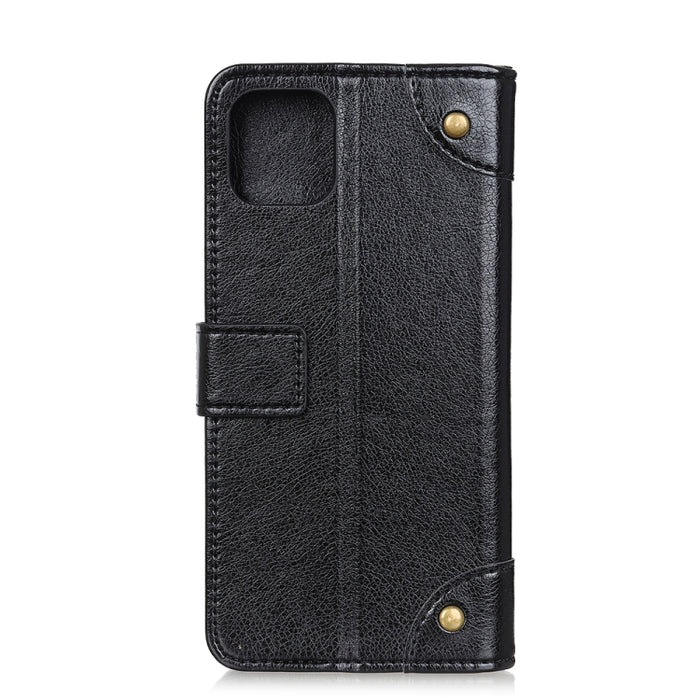 Para iPhone 11 Pro Max Funda de cuero con tapa horizontal con textura de napa y hebilla de cobre, con soporte, ranuras para tarjetas y billetera