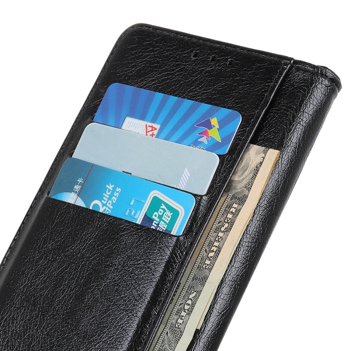 Para iPhone 11 Pro Max Funda de cuero con tapa horizontal con textura de napa y hebilla de cobre, con soporte, ranuras para tarjetas y billetera