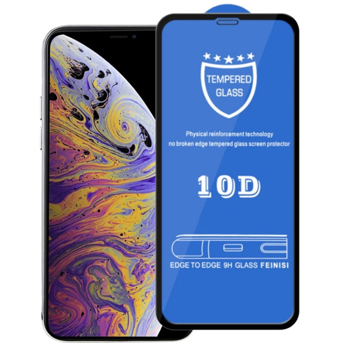 Protector de pantalla de cristal templado de pantalla completa 9H 10D para iPhone XS Max / iPhone 11 Pro Max