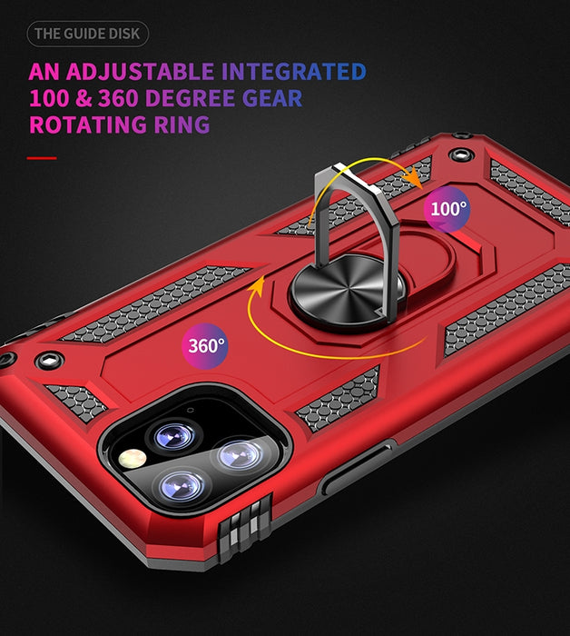 Funda protectora a prueba de golpes de Armor TPU + PC para iPhone 11 Pro Max, con soporte de rotación de 360 grados