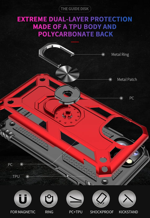Funda protectora a prueba de golpes de Armor TPU + PC para iPhone 11 Pro Max, con soporte de rotación de 360 grados