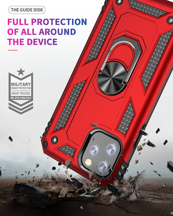 Funda protectora a prueba de golpes de Armor TPU + PC para iPhone 11 Pro Max, con soporte de rotación de 360 grados