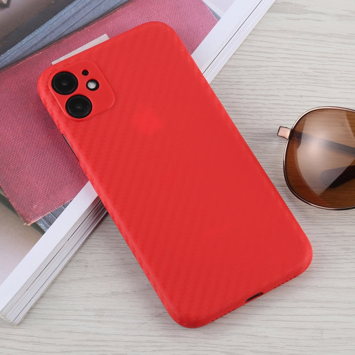 Para iPhone 11 Funda protectora de PP con textura de fibra de carbono