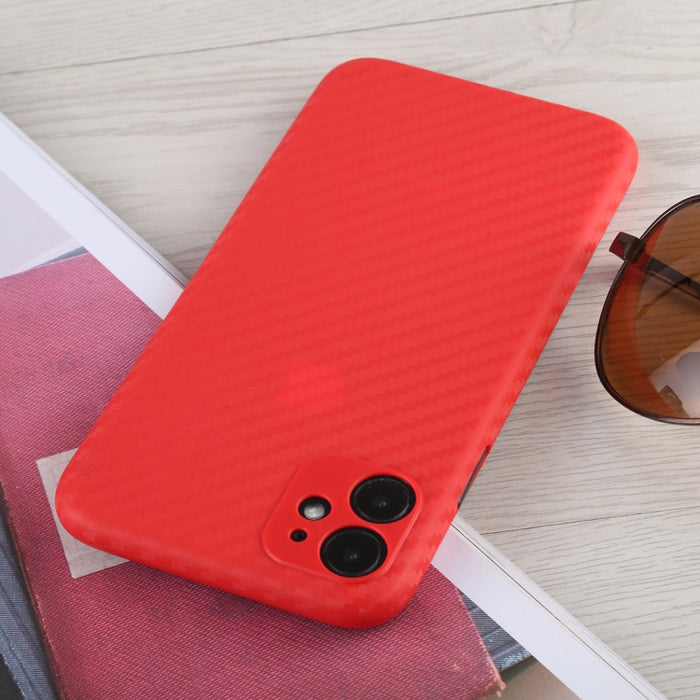 Para iPhone 11 Funda protectora de PP con textura de fibra de carbono