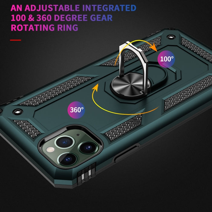 Funda protectora a prueba de golpes de Armor TPU + PC para iPhone 11, con soporte de rotación de 360 grados