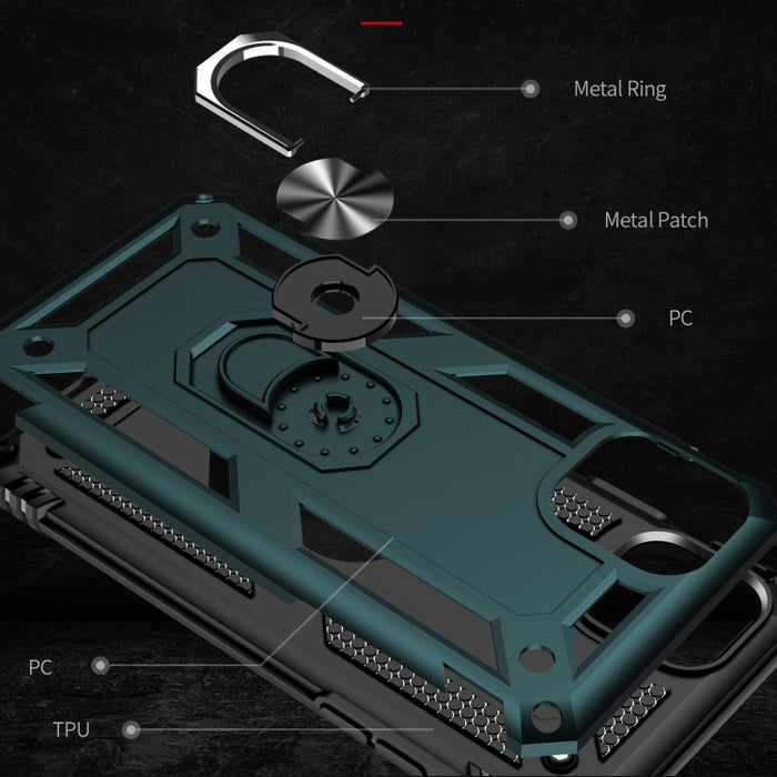 Funda protectora a prueba de golpes de Armor TPU + PC para iPhone 11, con soporte de rotación de 360 grados