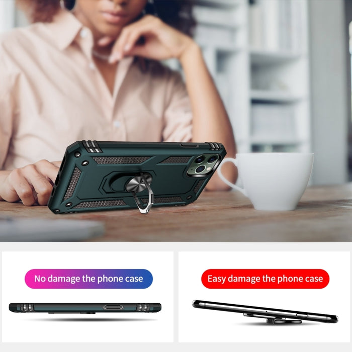 Funda protectora a prueba de golpes de Armor TPU + PC para iPhone 11, con soporte de rotación de 360 grados