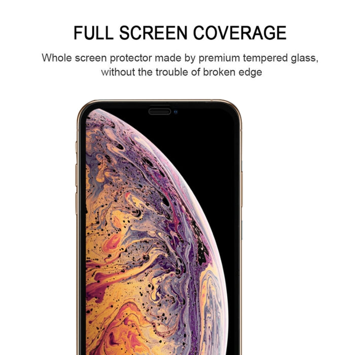 Para iPhone XS Max 9H 2.5D Película protectora de pantalla completa de fibra de carbono con pantalla de seda ultrafina