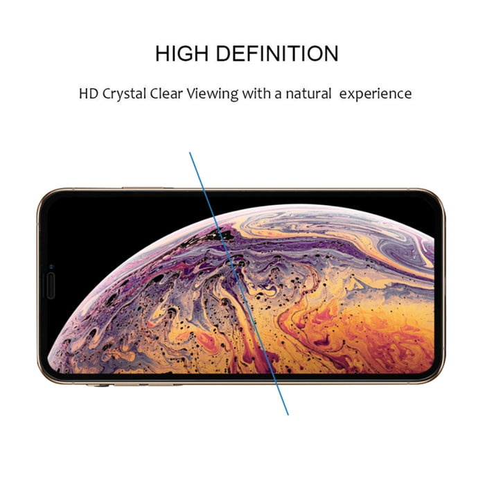 Para iPhone XS Max 9H 2.5D Película protectora de pantalla completa de fibra de carbono con pantalla de seda ultrafina