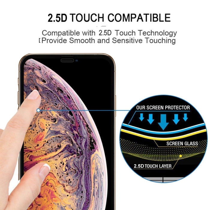 Para iPhone XS Max 9H 2.5D Película protectora de pantalla completa de fibra de carbono con pantalla de seda ultrafina