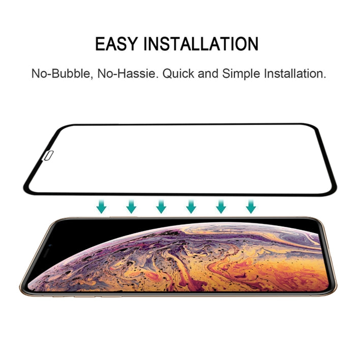 Para iPhone XS Max 9H 2.5D Película protectora de pantalla completa de fibra de carbono con pantalla de seda ultrafina