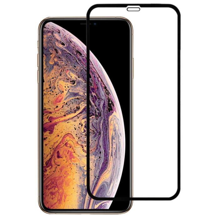 Para iPhone XS Max 9H 2.5D Película protectora de pantalla completa de fibra de carbono con pantalla de seda ultrafina