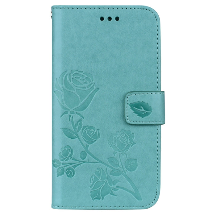 Para iPhone XS Max Rose Funda de cuero PU con tapa horizontal en relieve con soporte, ranuras para tarjetas y billetera