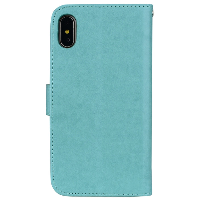 Para iPhone XS Max Rose Funda de cuero PU con tapa horizontal en relieve con soporte, ranuras para tarjetas y billetera