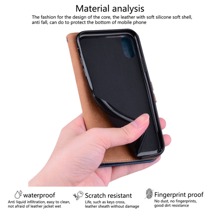 Para iPhone XS Max Business Style Oil Wax Texture Funda de cuero con tapa horizontal con soporte, ranuras para tarjetas y billetera