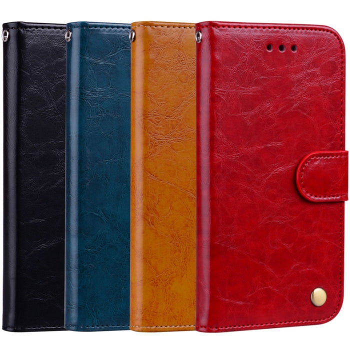 Para iPhone XS Max Business Style Oil Wax Texture Funda de cuero con tapa horizontal con soporte, ranuras para tarjetas y billetera