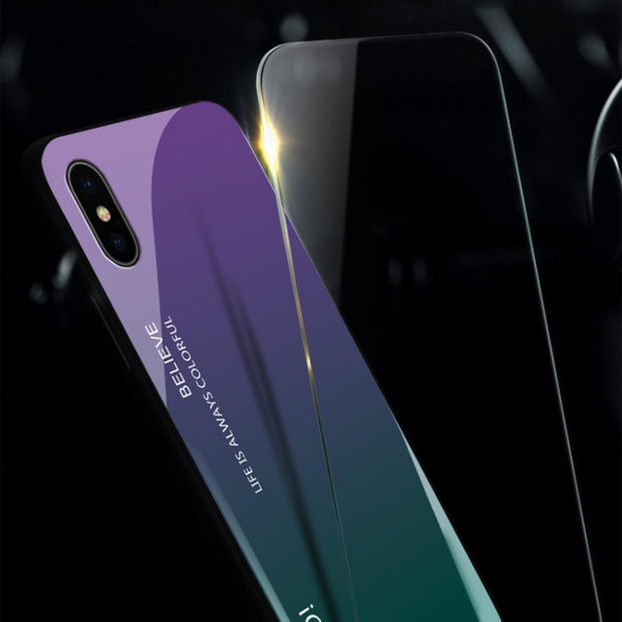 Para iPhone XS Max Estuche de vidrio de color degradado