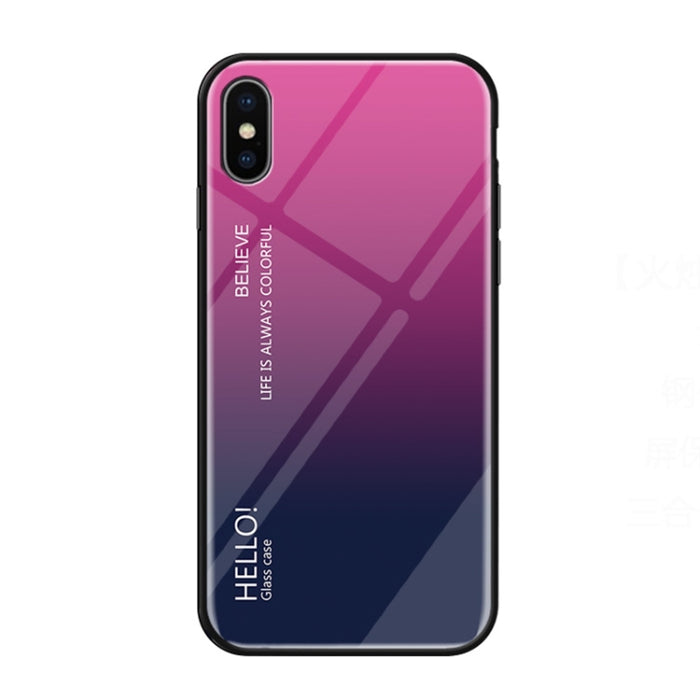 Para iPhone XS Max Estuche de vidrio de color degradado