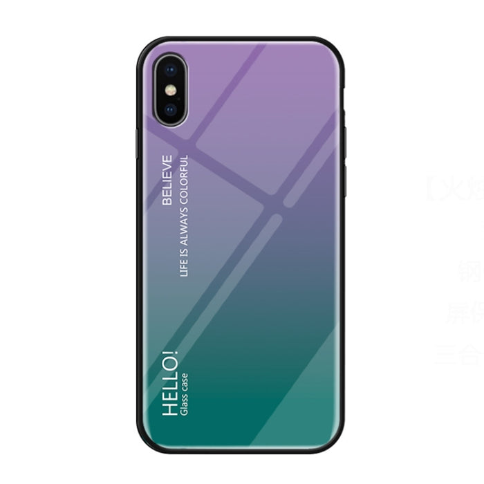 Para iPhone XS Max Estuche de vidrio de color degradado