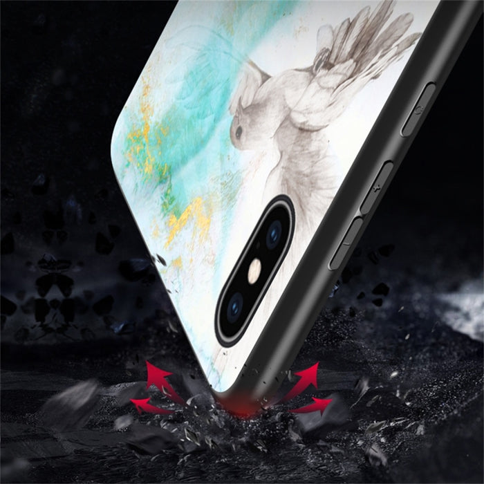 Para iPhone XS Max Funda protectora de vidrio de mármol