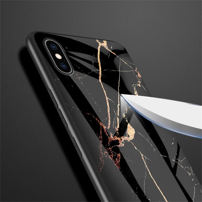 Para iPhone XS Max Funda protectora de vidrio de mármol