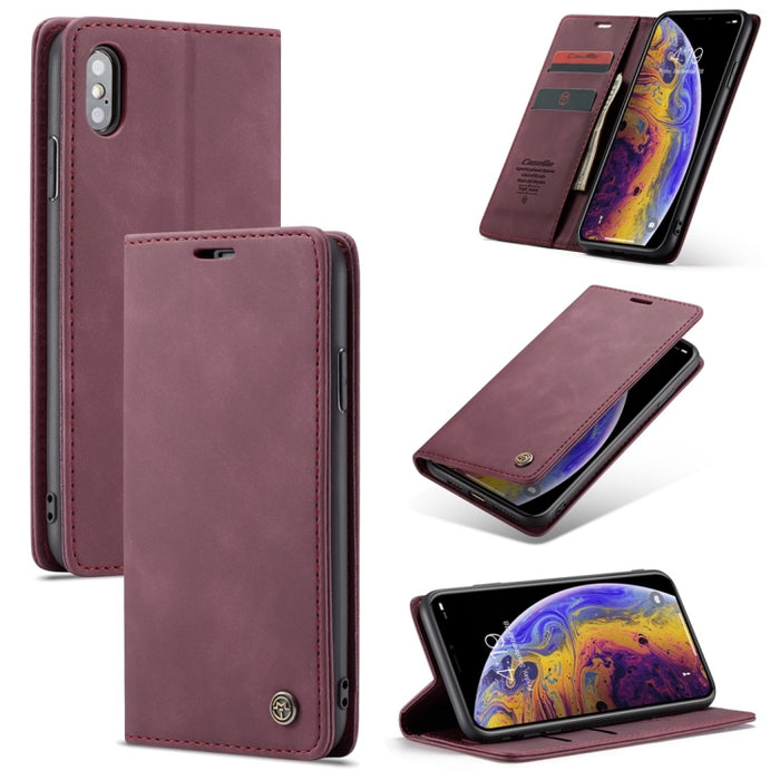 Para iPhone XS Max CaseMe-013 Funda de cuero con tapa horizontal esmerilada retro multifuncional con ranura para tarjeta, soporte y billetera