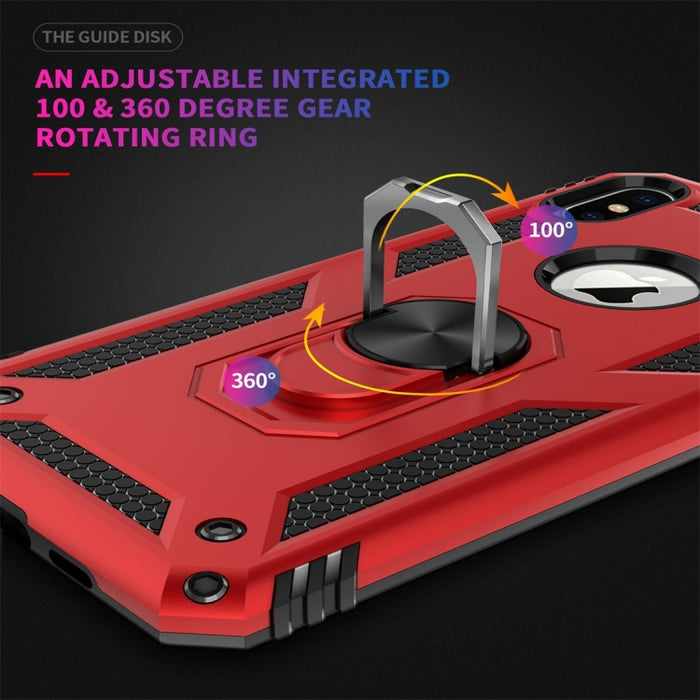 Para iPhone XS Max Sergeant Armor Funda protectora de TPU + PC a prueba de golpes con soporte de rotación de 360 grados