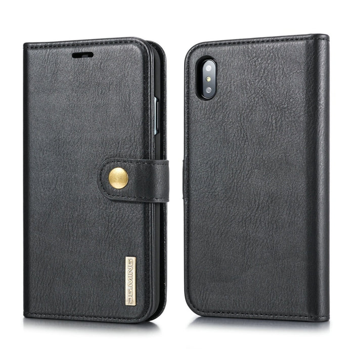 Para iPhone XS Max DG.MING Crazy Horse Texture Flip Funda de cuero magnética desmontable con soporte, ranuras para tarjetas y billetera