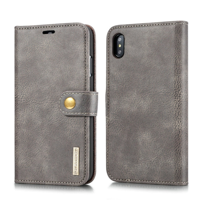 Para iPhone XS Max DG.MING Crazy Horse Texture Flip Funda de cuero magnética desmontable con soporte, ranuras para tarjetas y billetera