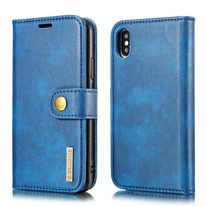 Para iPhone XS Max DG.MING Crazy Horse Texture Flip Funda de cuero magnética desmontable con soporte, ranuras para tarjetas y billetera