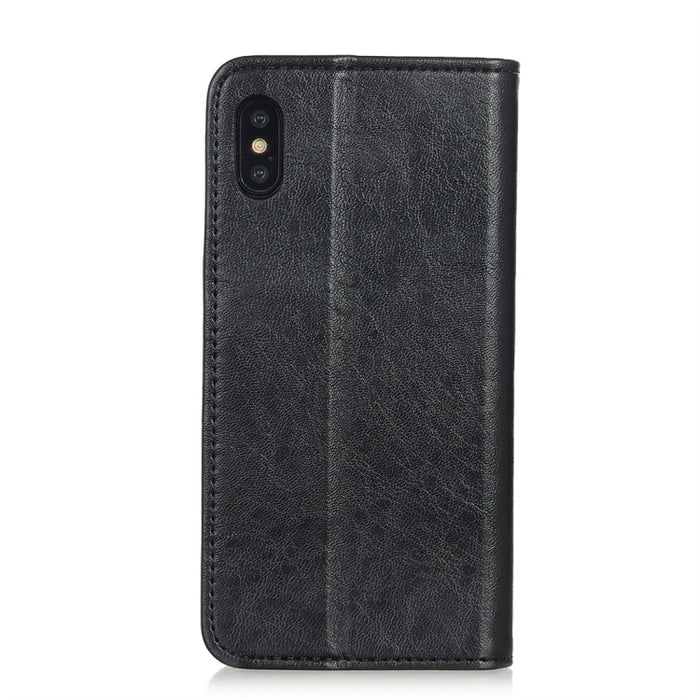 Para iPhone XS Max Funda de cuero con tapa horizontal con textura de caballo loco retro magnética con soporte, ranuras para tarjetas y billetera