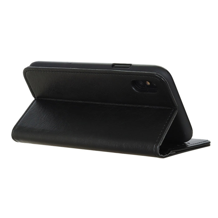 Para iPhone XS Max Funda de cuero con tapa horizontal con textura de caballo loco retro magnética con soporte, ranuras para tarjetas y billetera