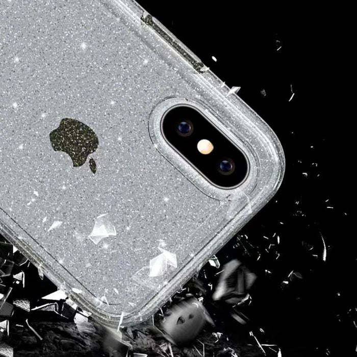 Para iPhone XS Max Funda protectora en polvo con purpurina estilo Terminator a prueba de golpes
