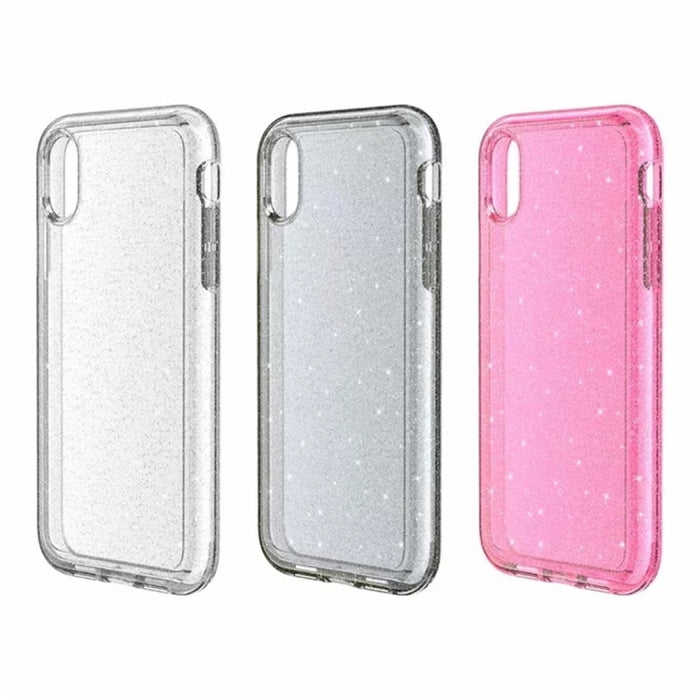 Para iPhone XS Max Funda protectora en polvo con purpurina estilo Terminator a prueba de golpes