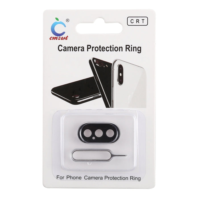 Cubierta del anillo de protección de la lente de la cámara trasera con aguja de herramienta de expulsión de bandeja para iPhone XS Max