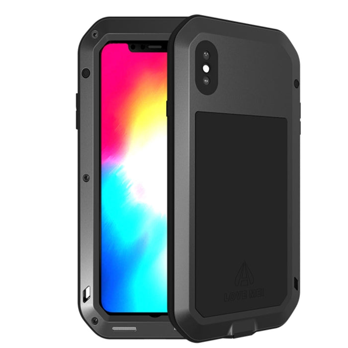 Para iPhone XS Max LOVE MEI Potente funda combinada de metal + silicona antideslizante a prueba de polvo y golpes