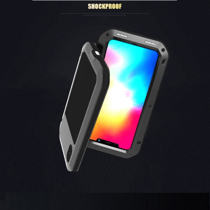 Para iPhone XS Max LOVE MEI Potente funda combinada de metal + silicona antideslizante a prueba de polvo y golpes