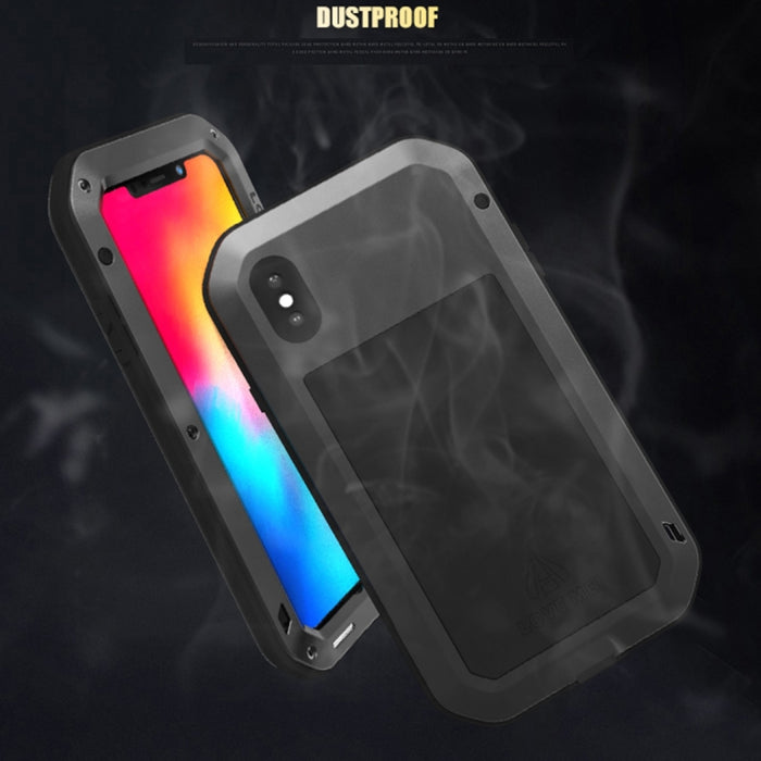 Para iPhone XS Max LOVE MEI Potente funda combinada de metal + silicona antideslizante a prueba de polvo y golpes