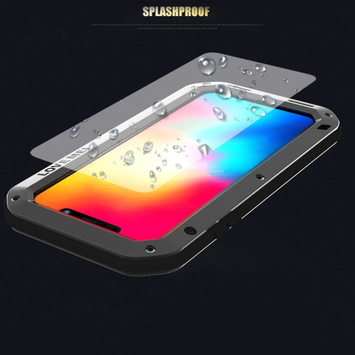 Para iPhone XS Max LOVE MEI Potente funda combinada de metal + silicona antideslizante a prueba de polvo y golpes