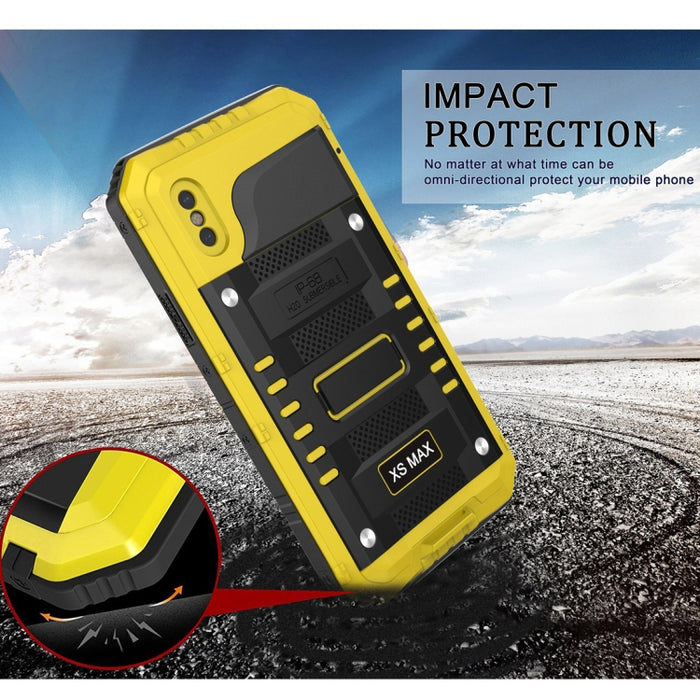 Para iPhone XS Max Impermeable A prueba de polvo A prueba de golpes Aleación de zinc + Funda de silicona